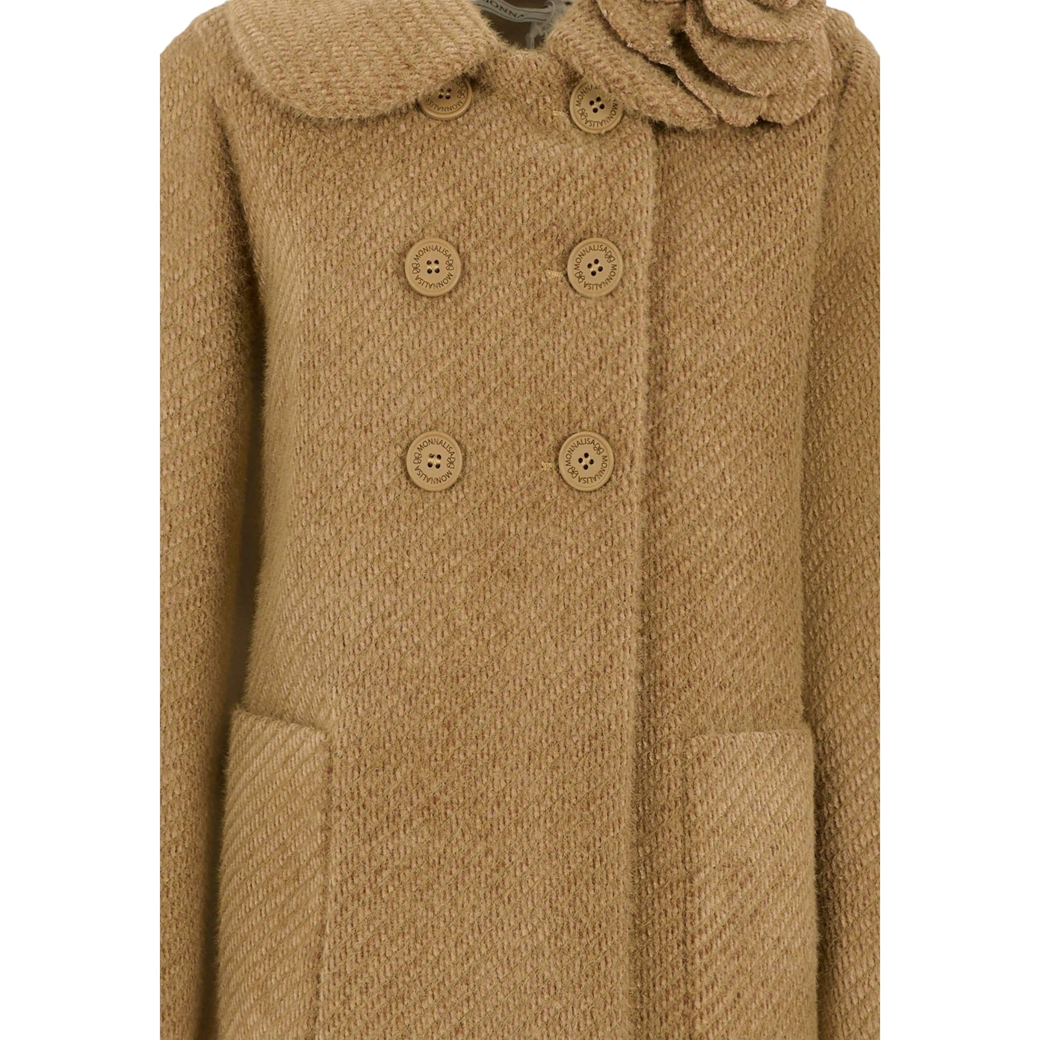 Monnalisa Cappotto tinta unita Doppiopetto Cammello per Bambina 17F109X CAMMELLO MONNALISA 
