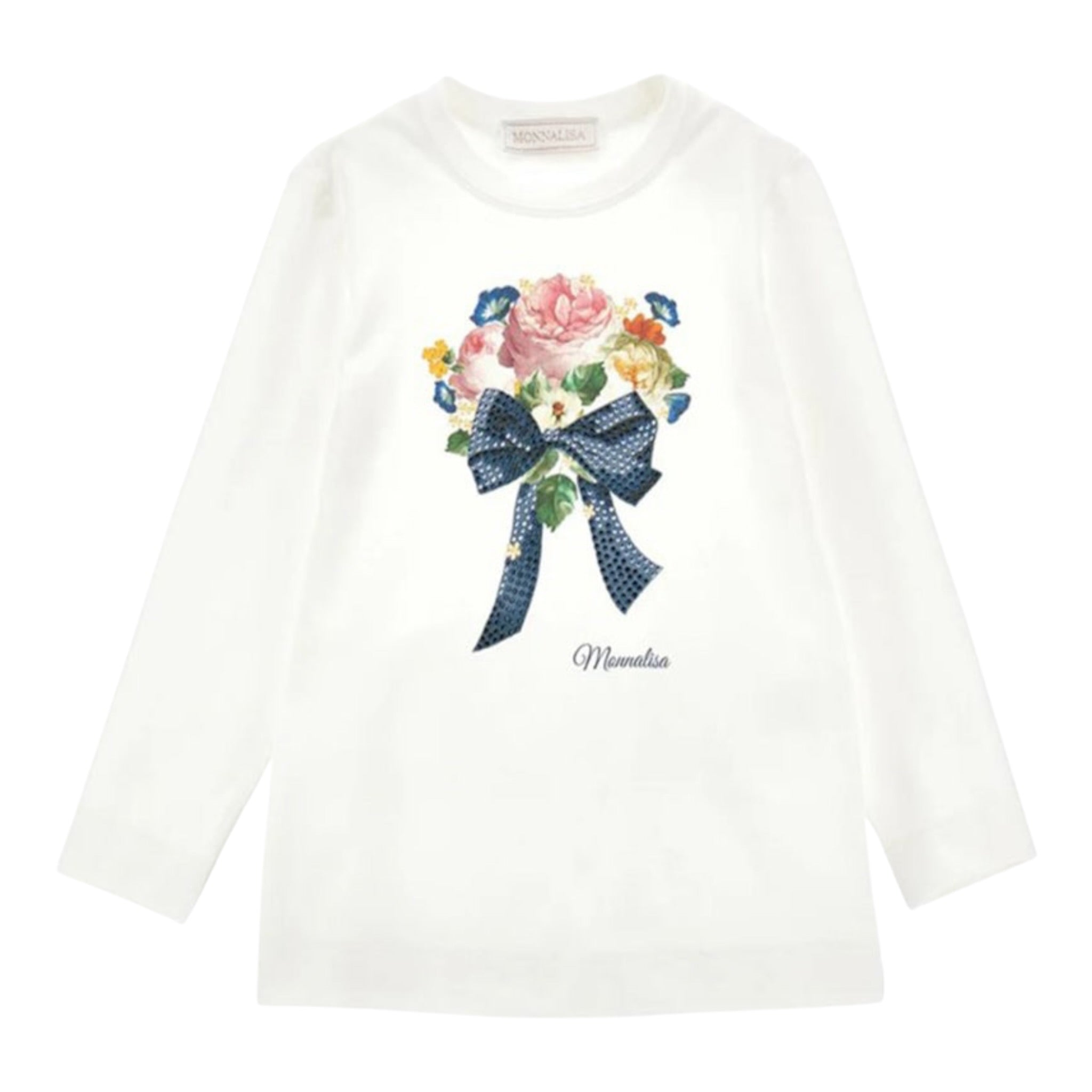 Monnalisa Shirt tinta unita con Stampa Bianco per Bambina 19D601 BIANCO MONNALISA 