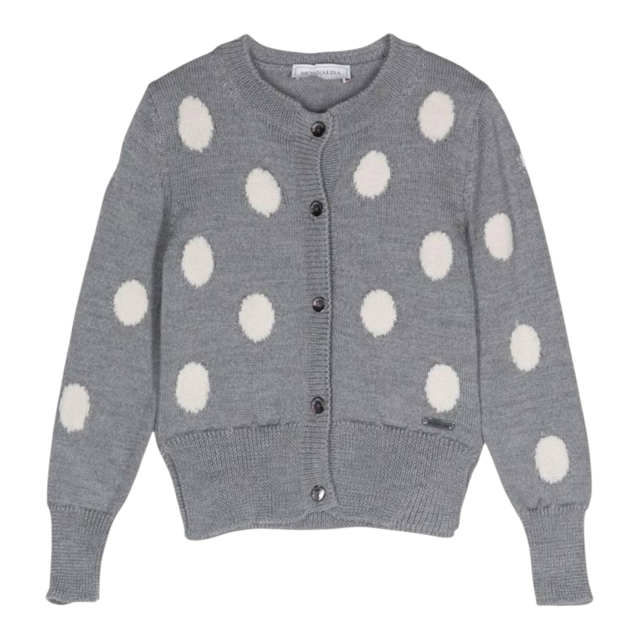 Monnalisa Cardigan tinta unita A Pois Grigio per Bambina 19D803 GRIGIO MONNALISA 