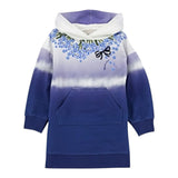 Monnalisa Abito Felpa Bicolore con Stampa E Cappuccio Blu per Bambina 19D906 BLU MONNALISA 