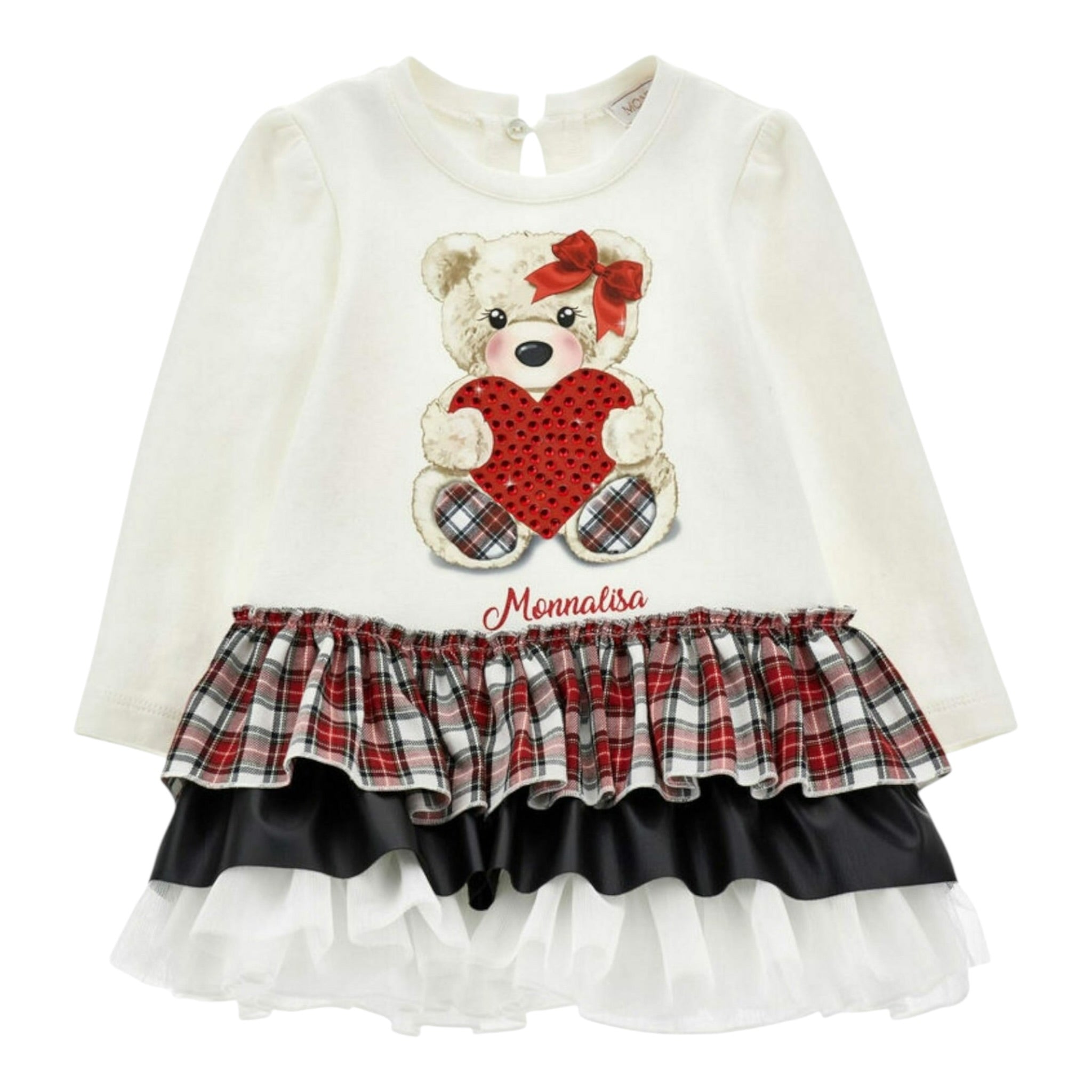Monnalisa Abito Manica Lunga tinta unita Panna per Bambina 19D922 PANNA MONNALISA 