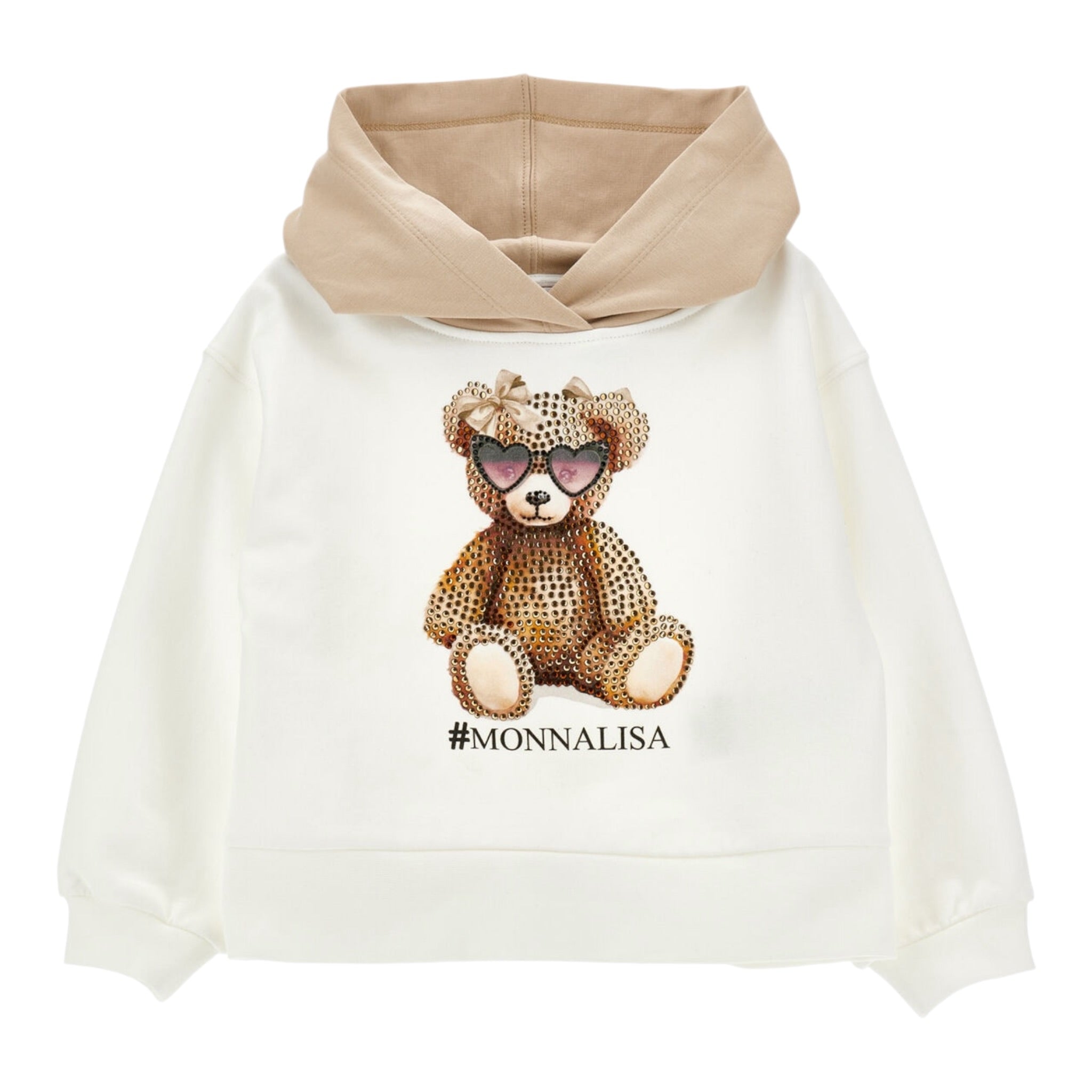 Monnalisa Completo 2 Pezzi Felpa-Pantalone Bicolore Beige per Bambina 19F500X BEIGE MONNALISA 