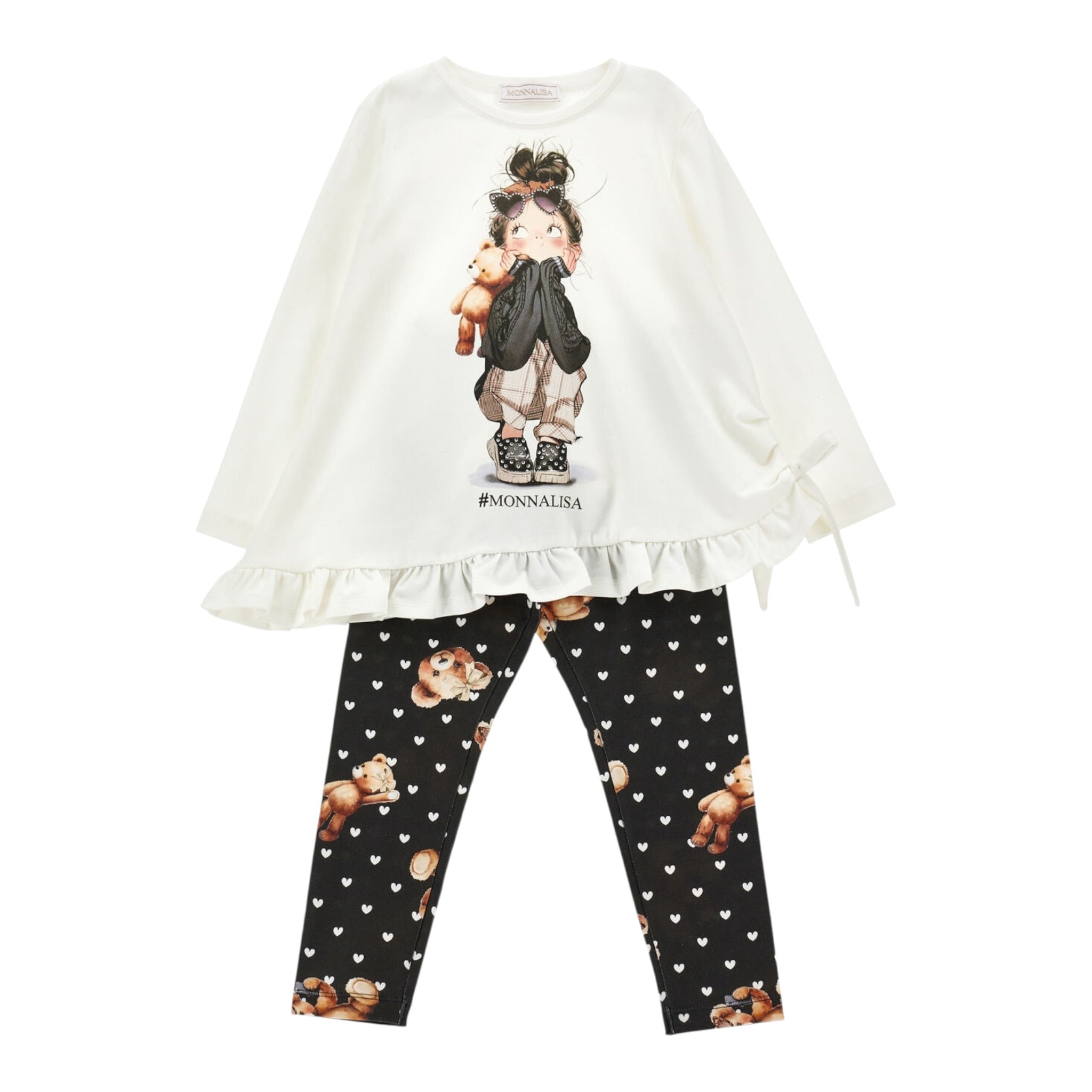Monnalisa Completo 2Pz Shirt-Leggins Bianco per Bambina 19F501 BIANCO MONNALISA 