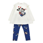 Monnalisa Completo 2Pz Shirt-Leggins Bicolore Bianco/Blu per Bambina 19F502 BIANCO/BLU MONNALISA 