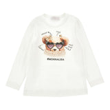 Monnalisa Shirt tinta unita con Stampa Bianco per Bambina 19F612 BIANCO MONNALISA 