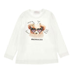 Monnalisa Shirt tinta unita con Stampa Panna per Bambina 19F612X PANNA MONNALISA 