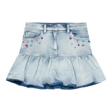 Monnalisa Gonna In Denim tinta unita con Stampa Azzurro per Bambina 19F702X AZZURRO MONNALISA 