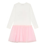Monnalisa Abito Manica Lunga Gonna Tulle Bianco/Rosa per Neonata 19F903 BIANCO/ROSA MONNALISA 