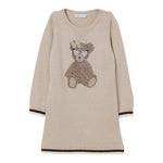 Monnalisa Abito In Maglia tinta unita con Brillantini Beige per Bambina 19F916 BEIGE MONNALISA 