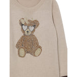 Monnalisa Abito In Maglia tinta unita con Brillantini Beige per Bambina 19F916 BEIGE MONNALISA 