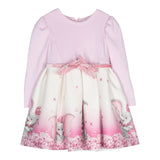 Monnalisa Abito Maica Lunga Bicolore con Cinturino Rosa/Bianco per Bambina 231D902J ROSA/BIANCO MONNALISA 