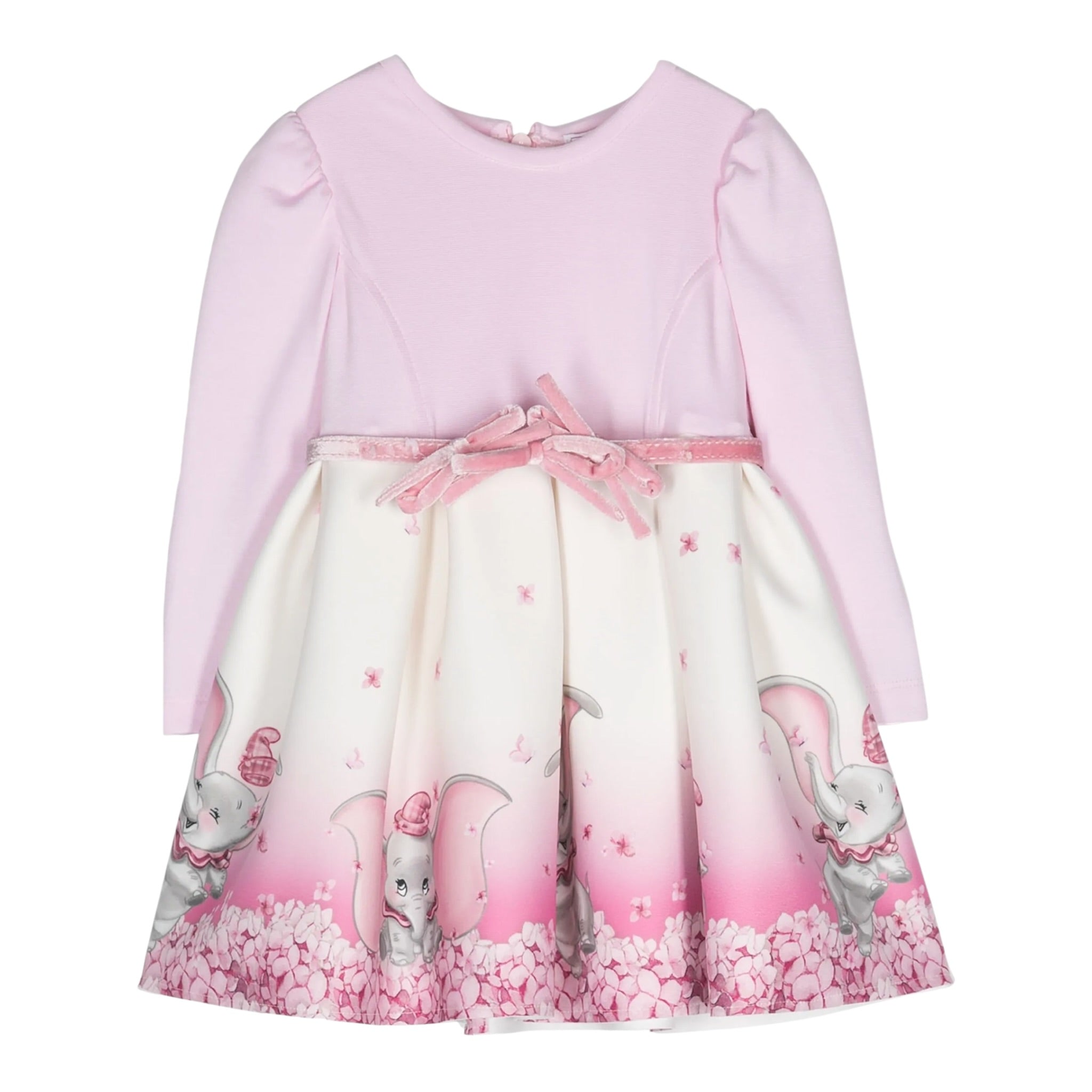 Monnalisa Abito Maica Lunga Bicolore con Cinturino Rosa/Bianco per Neonata 231D902 ROSA/BIANCO MONNALISA 