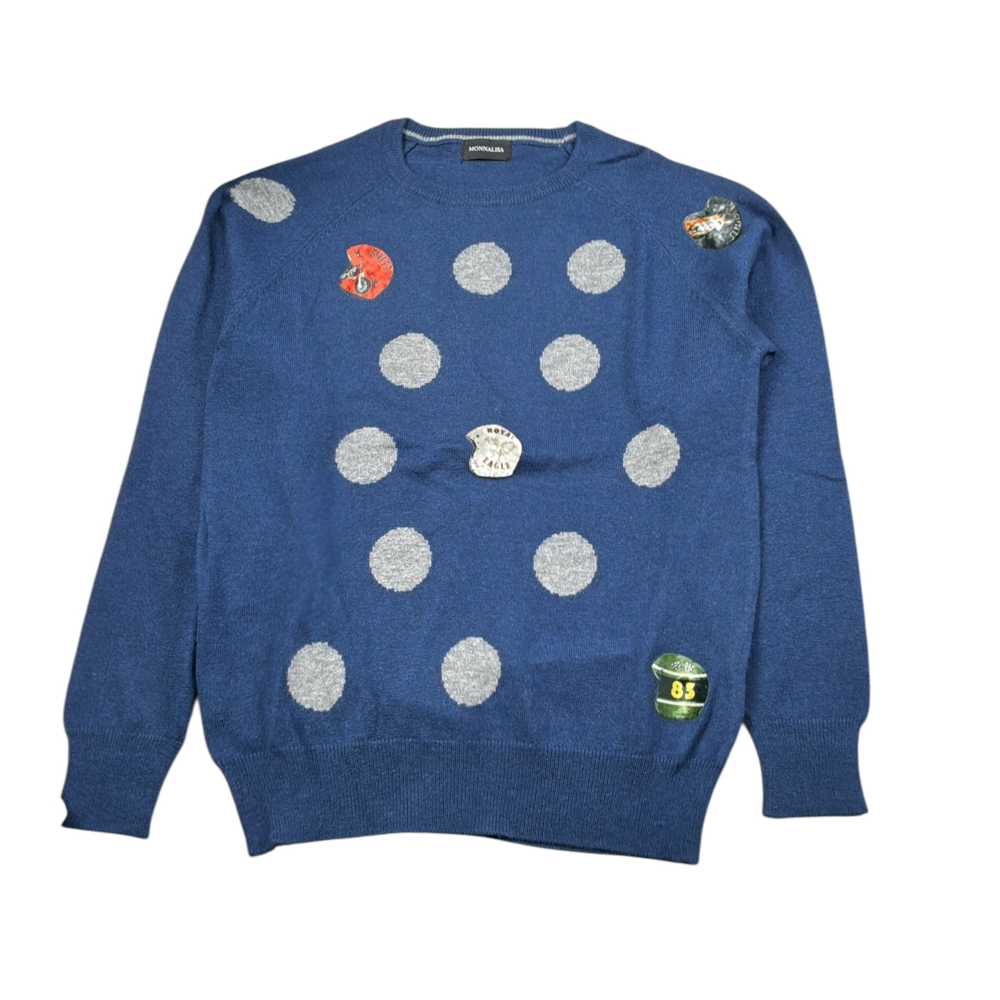 Monnalisa Maglia Girocollo tinta unita con Stampa Blu per Bambino 252607 BLU MONNALISA 