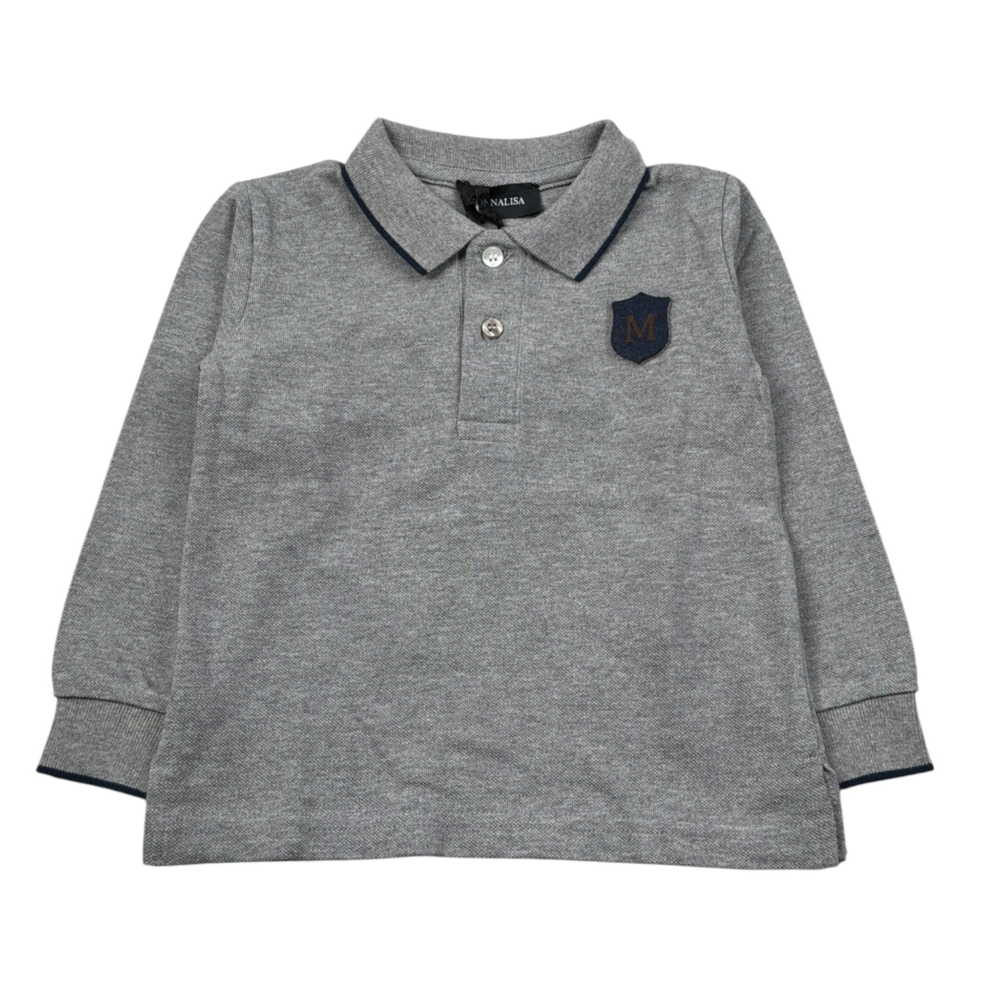 Monnalisa Polo Manica Lunga tinta unita Grigio per Neonato 282604 GRIGIO MONNALISA 