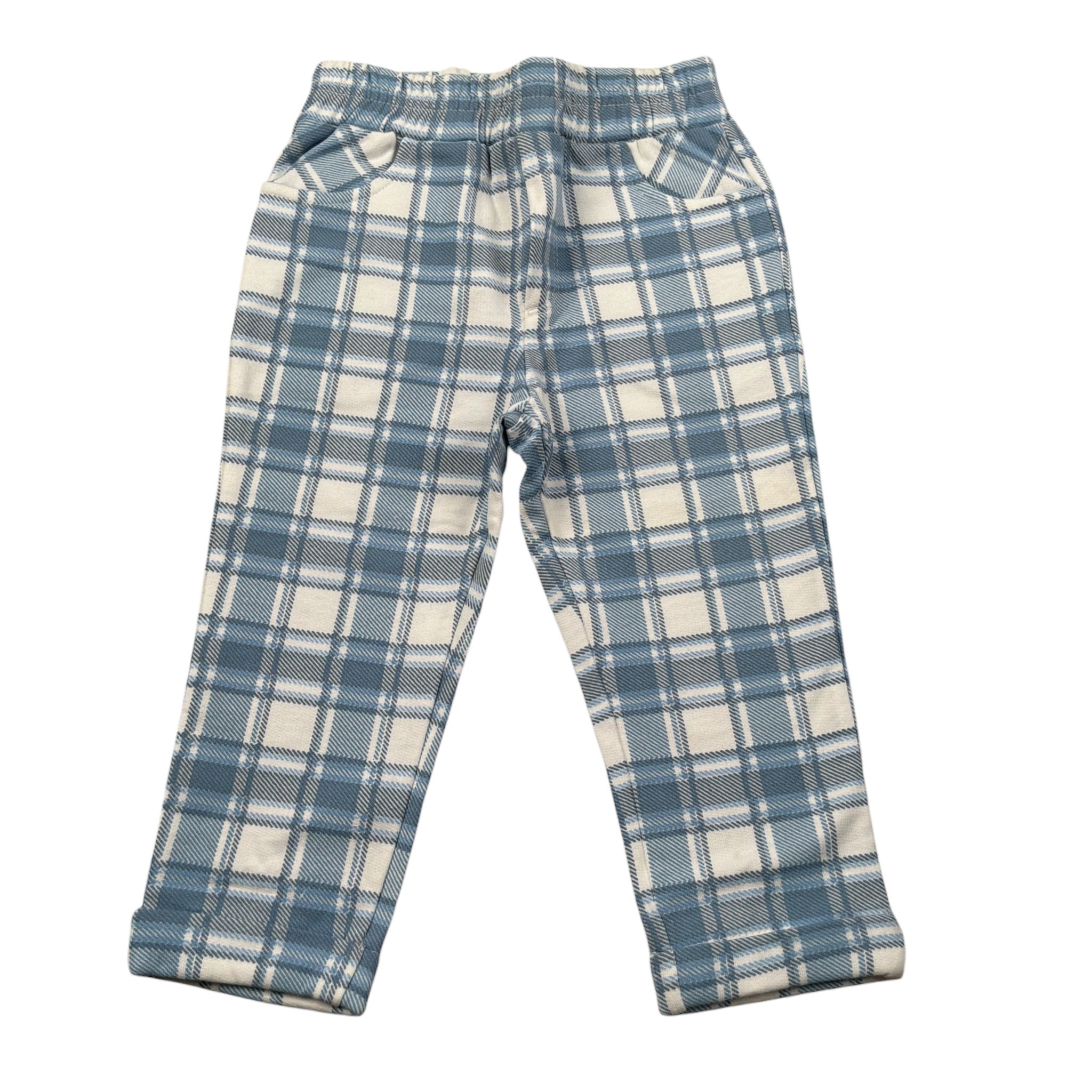 Monnalisa Pantalone Fantasia Quadri con Elastico In Vita Azzurro per Neonato 286408 AZZURRO MONNALISA 