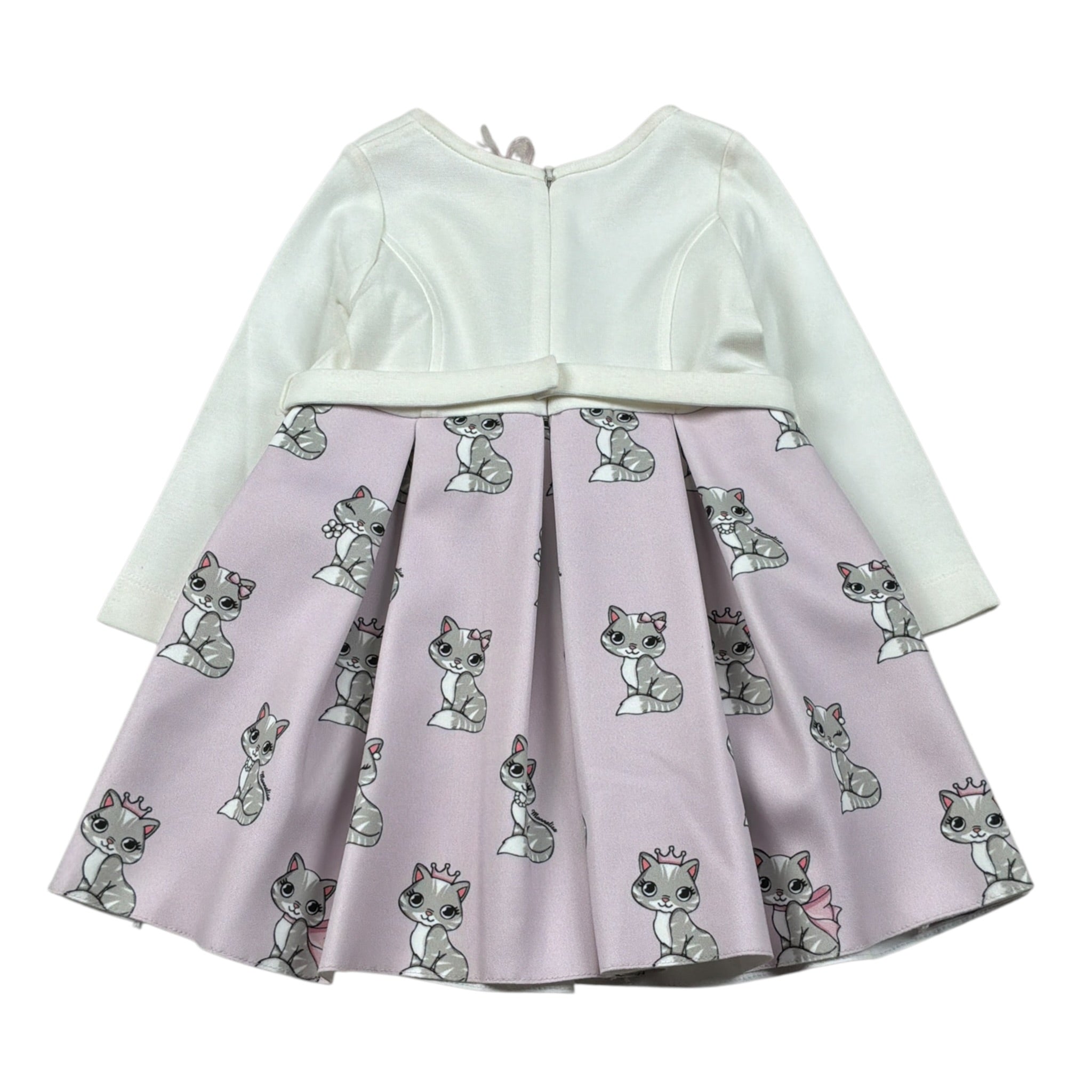 Monnalisa Abito Manica Lunga Bicolore Panna/Rosa per Neonata 310925 PANNA/ROSA MONNALISA 