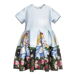 Monnalisa Abito Mezza Manica tinta unita con Stampe Azzurro per Neonata 318934 AZZURRO MONNALISA 