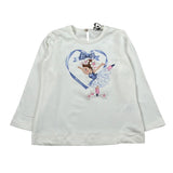 Monnalisa Shirt Girocollo tinta unita con Stampa Panna per Bambina 394609SQ PANNA MONNALISA 