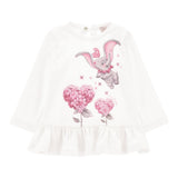 Monnalisa Maxi Shirt tinta unita con Stampa Panna per Bambina 39D605 PANNA MONNALISA 