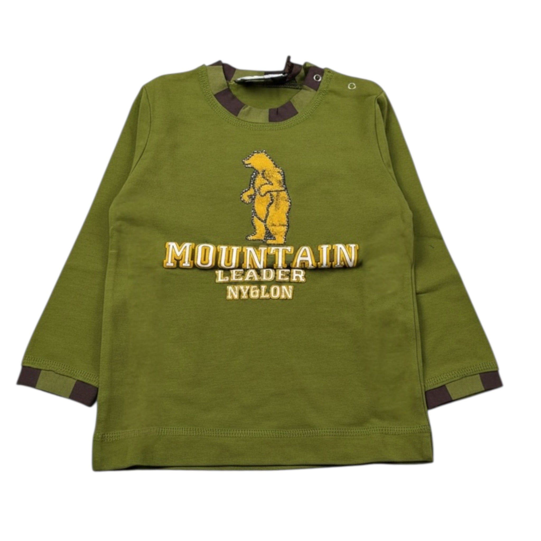 Monnalisa Shirt Girocollo tinta unita con Stampe Verde per Neonato 682602S8 VERDE MONNALISA 
