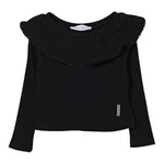 Monnalisa Maglia tinta unita con Colletto Nero per Bambina 71F607 NERO MONNALISA 