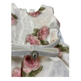 Monnalisa Abito Giromanica tinta unita con Rose Bianco per Neonata 73B905 BIANCO MONNALISA 