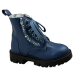 Monnalisa Stivale Basso tinta unita con Lacci Blu per Bambina 8CD007 BLU MONNALISA 