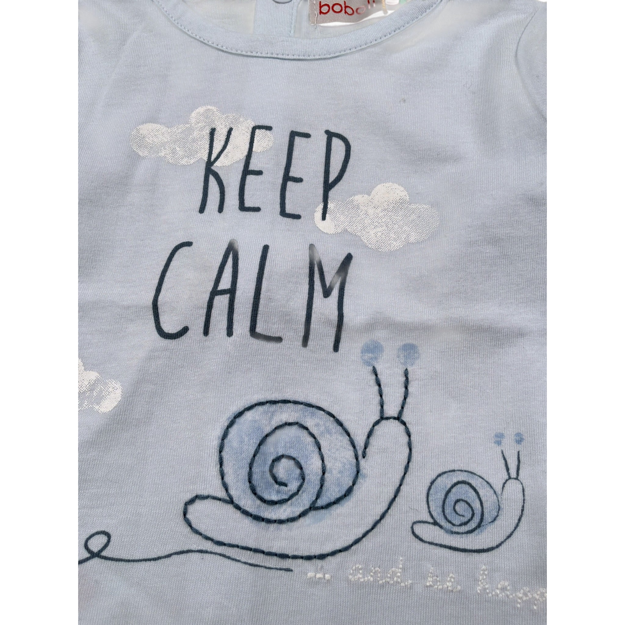 Boboli Shirt Girocollo tinta unita con Stampa Azzurro per Neonato SHRTBB AZZURRO BOBOLI 
