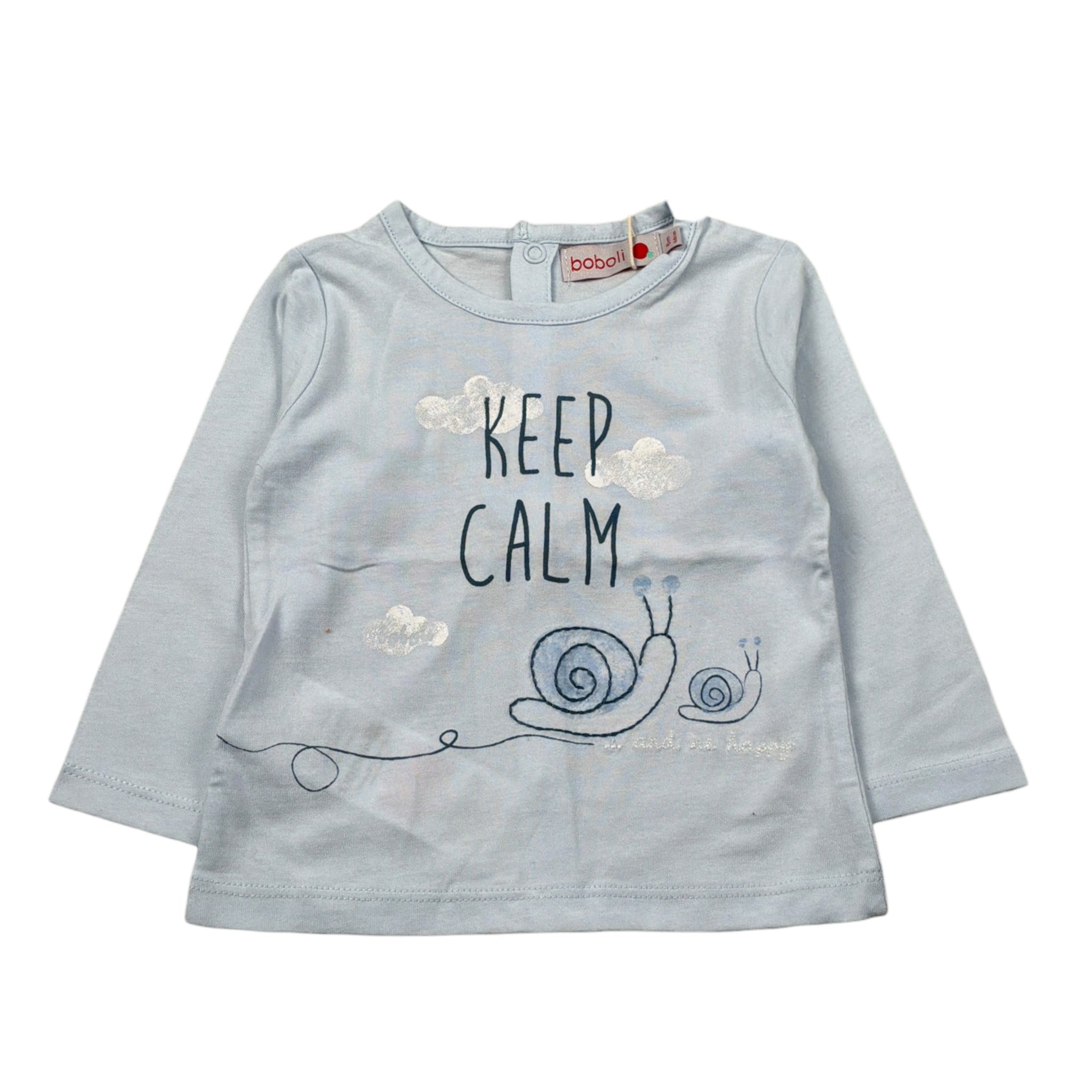 Boboli Shirt Girocollo tinta unita con Stampa Azzurro per Neonato SHRTBB AZZURRO BOBOLI 