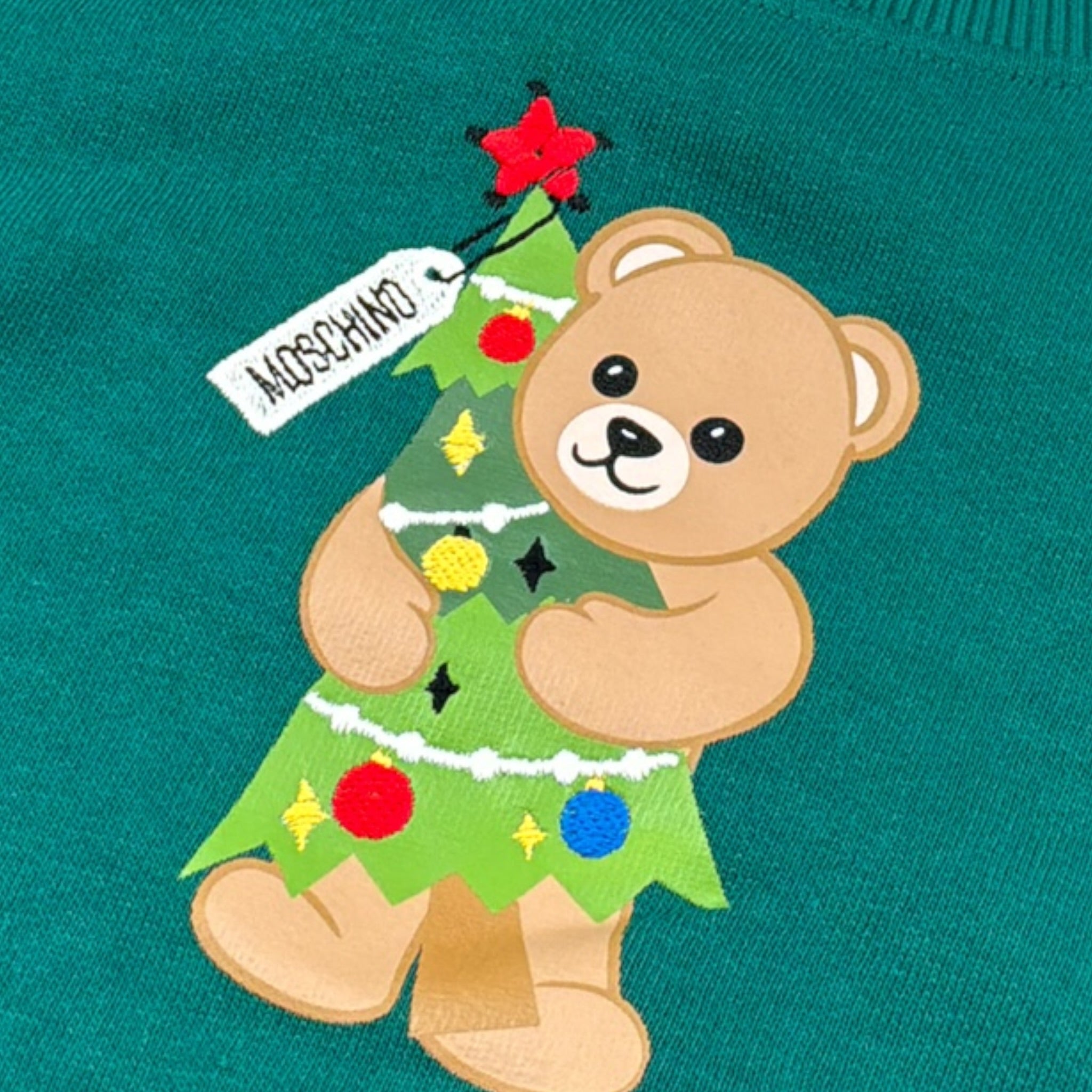 Moschino Felpa Girocollo tinta unita con Stampa Verde per Bambino H5F08V VERDE MOSCHINO 