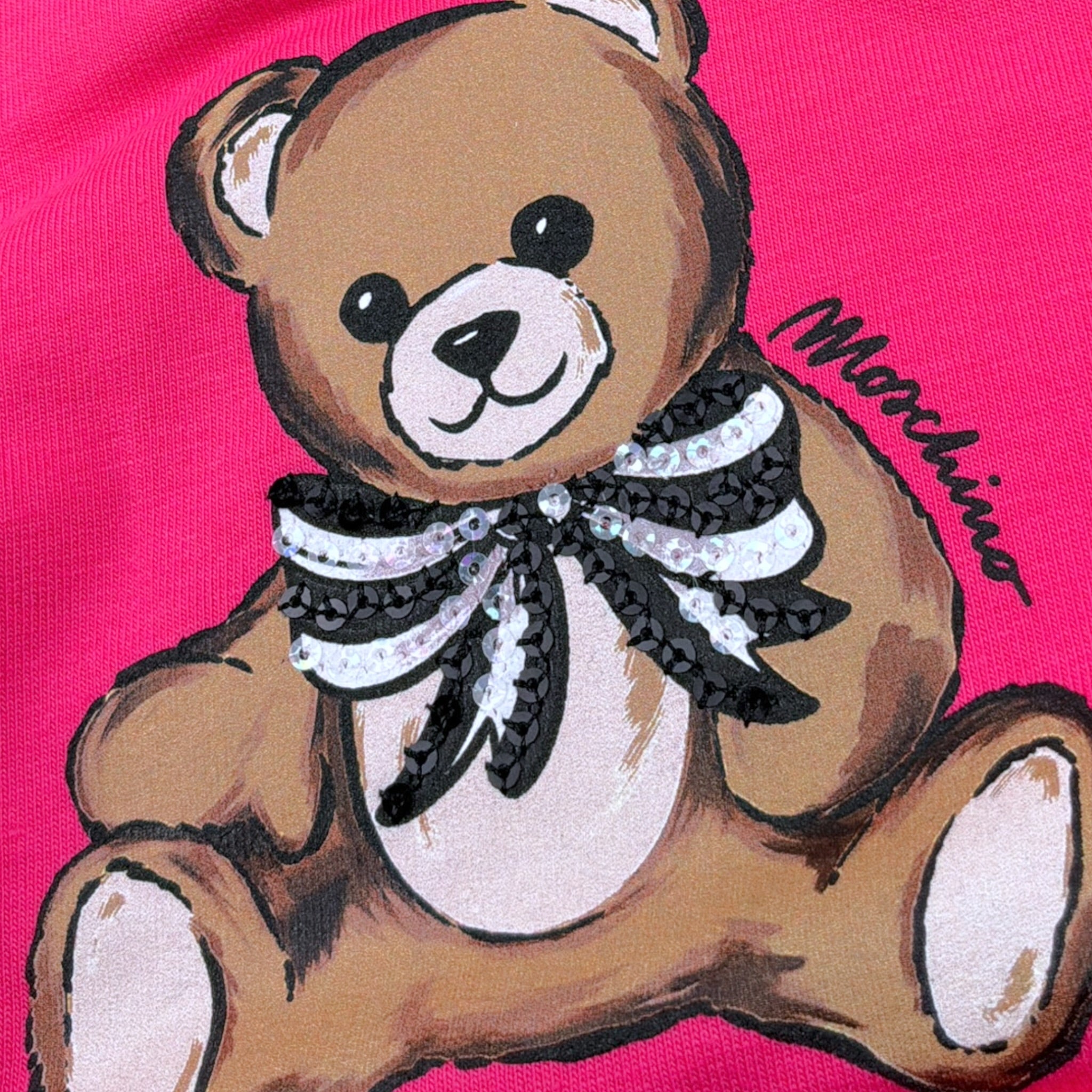 Moschino Felpa tinta unita con Stampa Fuxia per Bambina HDF06 FUXIA MOSCHINO 