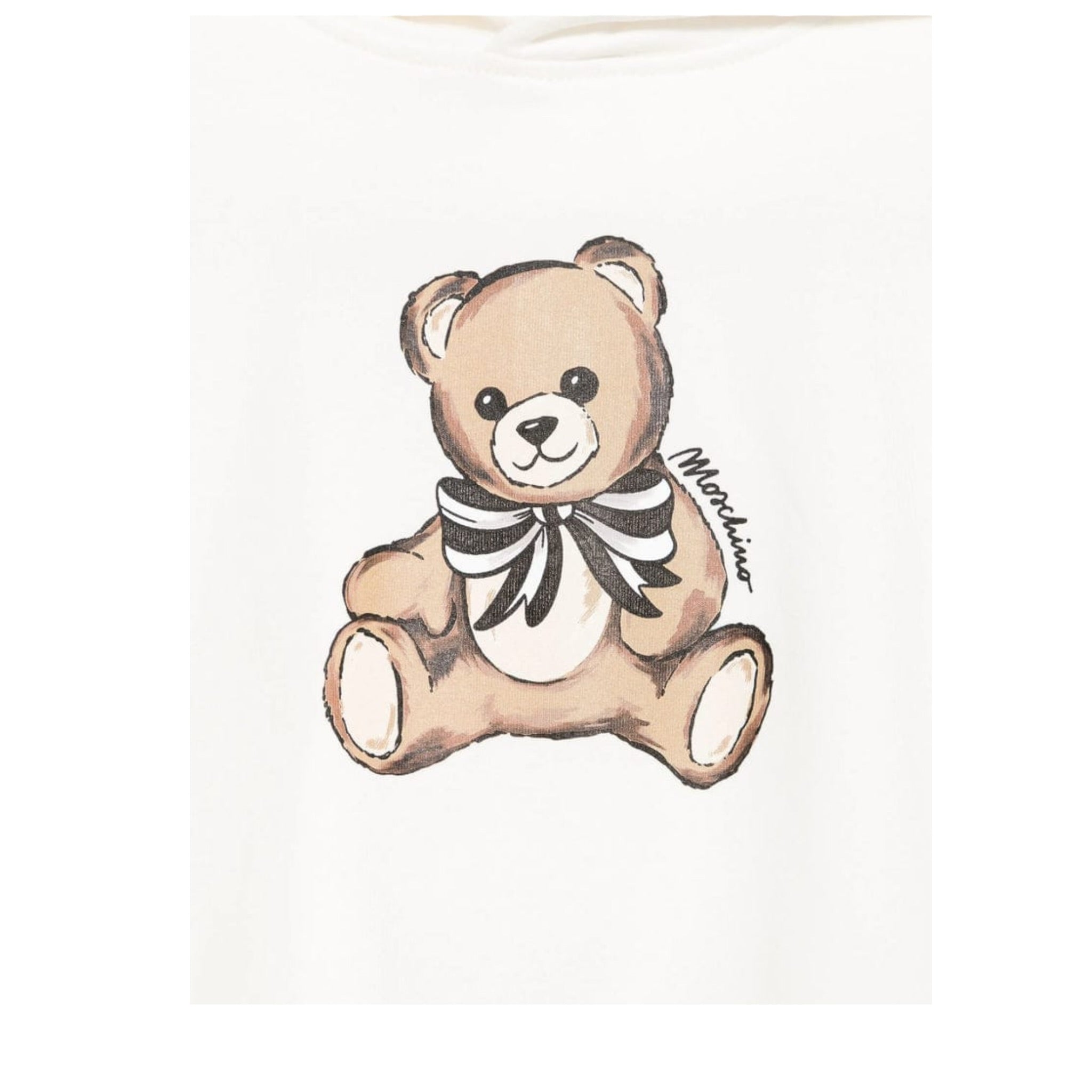 Moschino Felpa Chiusa con Cappuccio tinta unita con Stampa Panna per Bambina HDF06JX PANNA MOSCHINO 