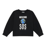 Moschino Felpa Chiusa Girocollo tinta unita con Stampe Nero per Bambina HDF06L NERO MOSCHINO 