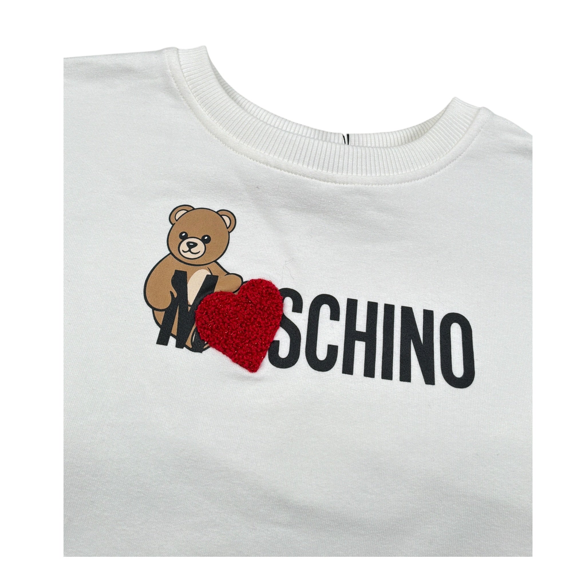 Moschino Felpa Chiusa Girocollo tinta unita Panna per Bambina HDF06U PANNA MOSCHINO 