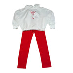 Moschino Completo 2 Pezzi Felpa-Leggins Panna/Rosso per Bambina HDK039 PANNA/ROSSO MOSCHINO 