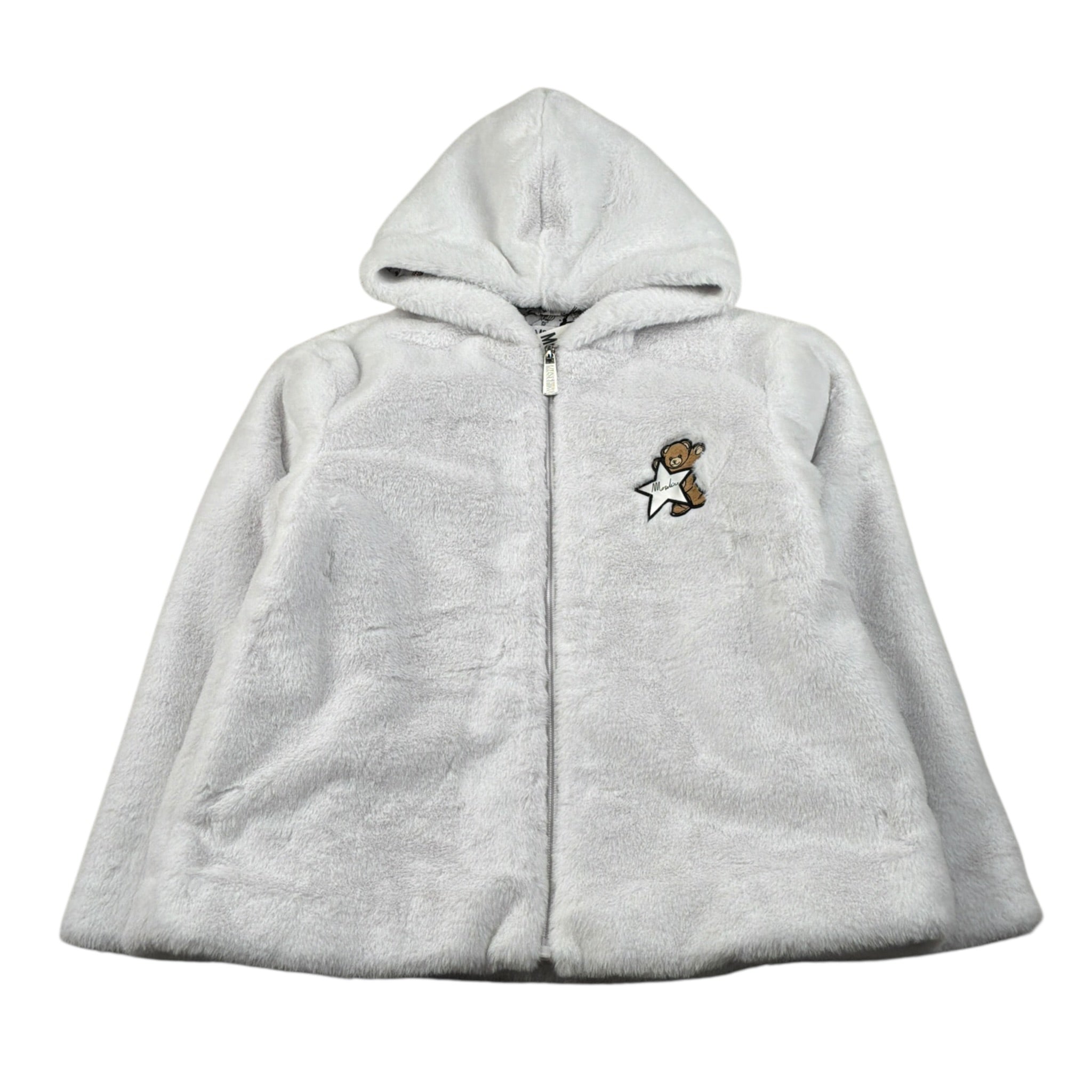 Moschino Pelliccia Tintaunita con Zip E Cappuccio Grigio per Bambina HDS058 GRIGIO MOSCHINO 