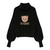 Moschino Maglia Collo Alto tinta unita con Stampa Nero per Bambina HDW02A NERO MOSCHINO 