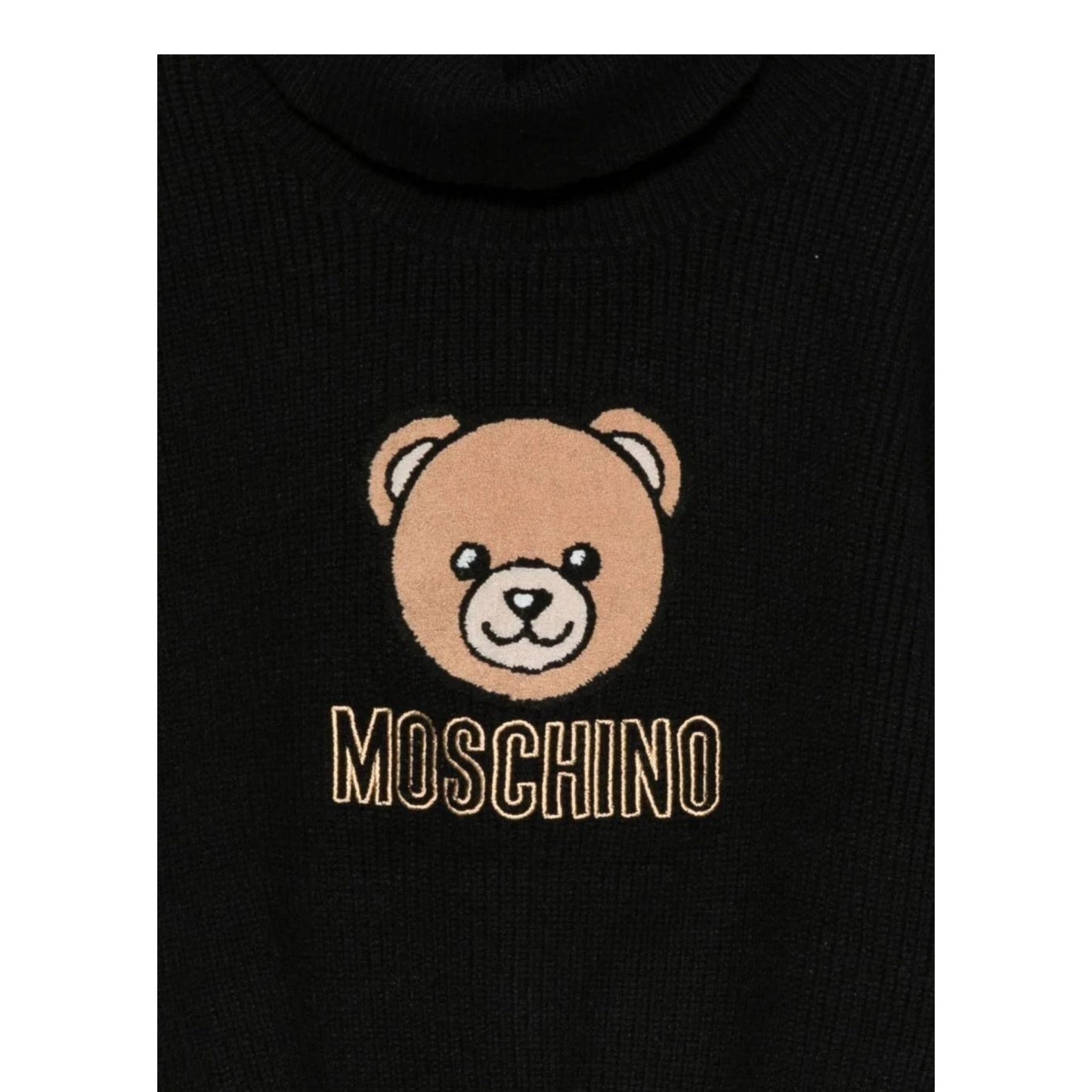 Moschino Maglia Collo Alto tinta unita con Stampa Nero per Bambina HDW02A NERO MOSCHINO 