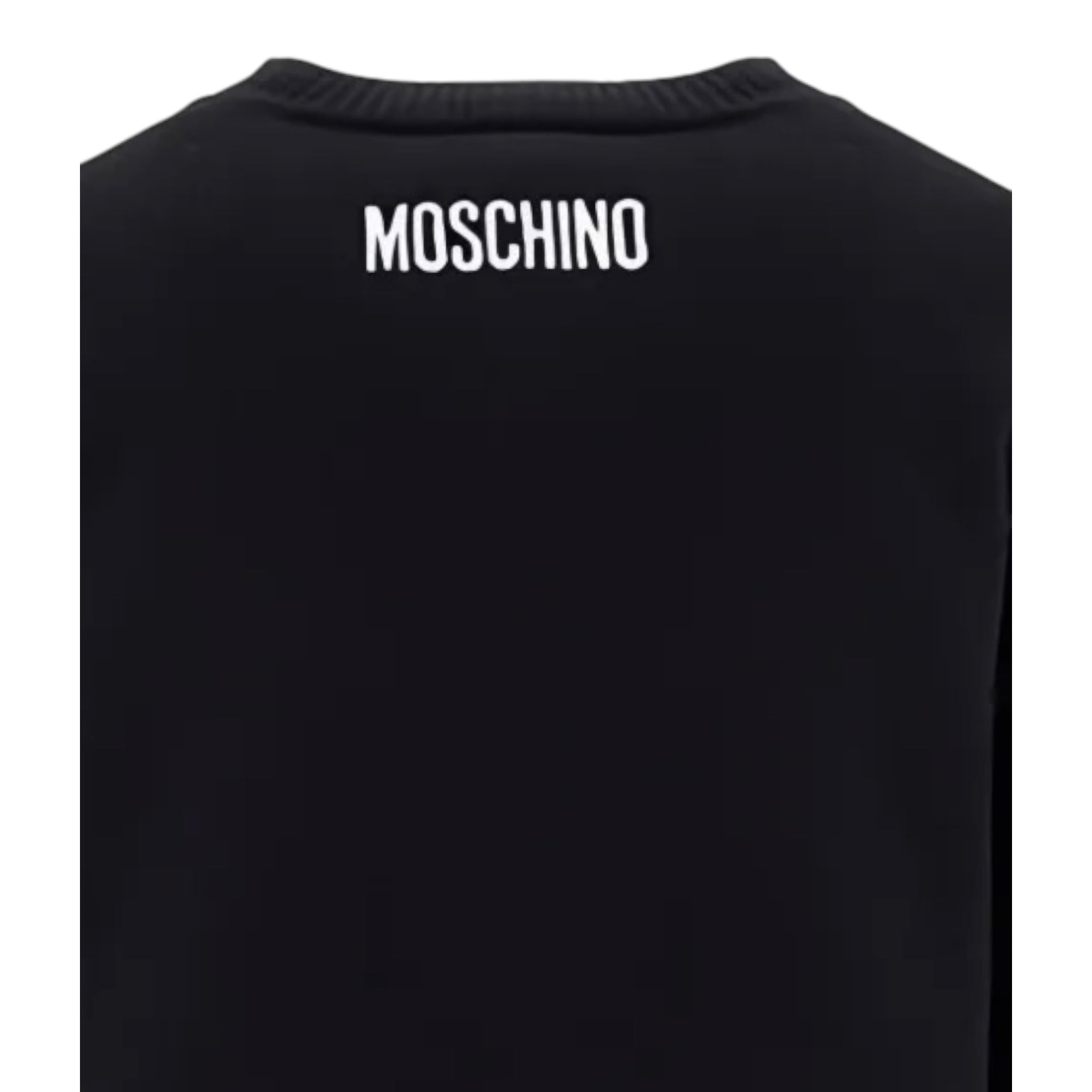 Moschino Maglia Girocollo tinta unita con Stampa Nero per Bambino HDW02E NERO MOSCHINO 