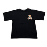 Moschino T-Shirt Girocollo tinta unita con Stampa Nero per Bambina HKM060 NERO MOSCHINO 