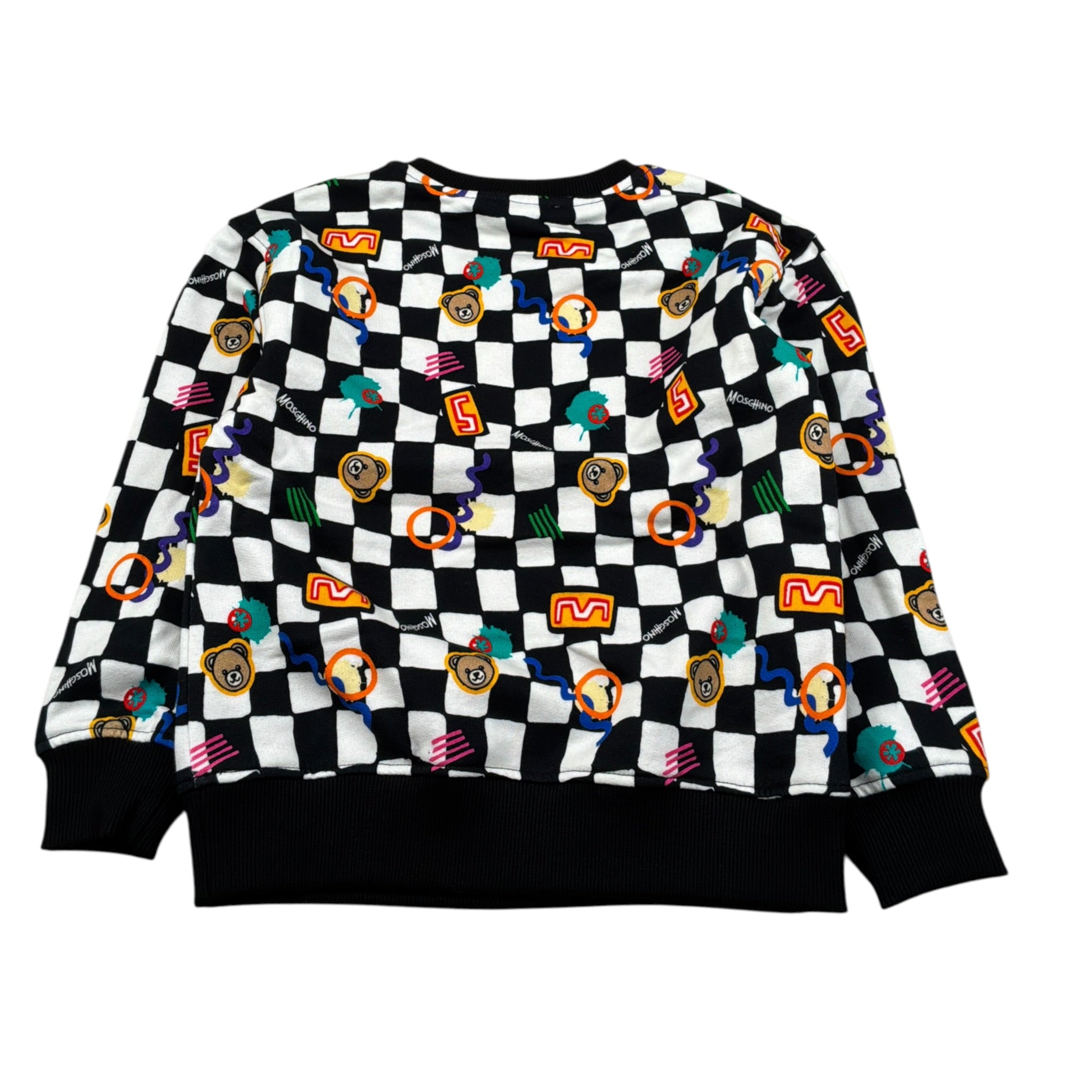 Moschino Felpa Bicolore con Fantasia A Scacchi Bianco/Nero per Bambino HMF09L BIANCO/NERO MOSCHINO 