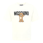 Moschino T-Shirt Girocollo tinta unita con Logo Panna per Bambino HMM05G PANNA MOSCHINO 