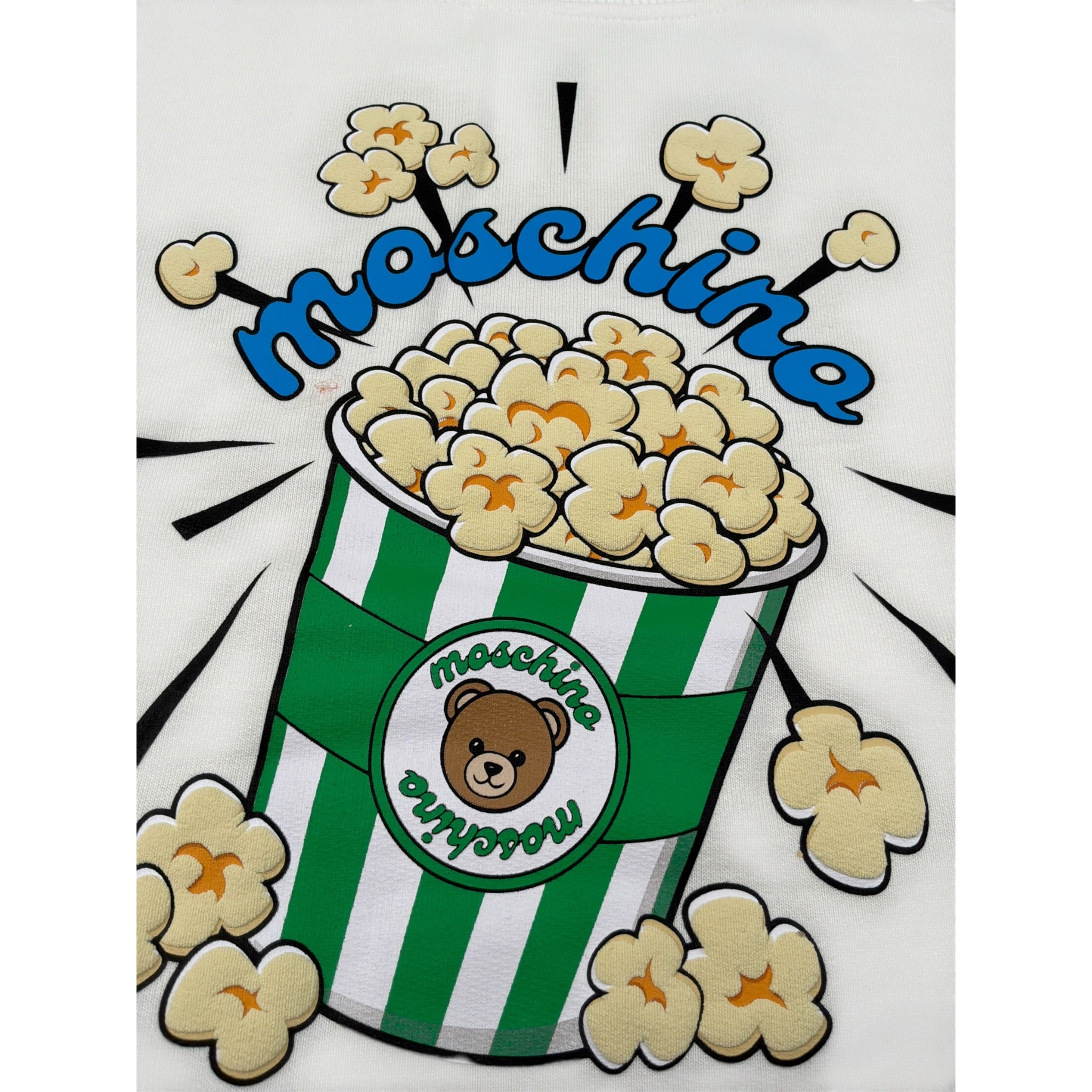 Moschino Felpa Chiusa Girocollo tinta unita con Logo Panna per Bambino HNF099 PANNA MOSCHINO 
