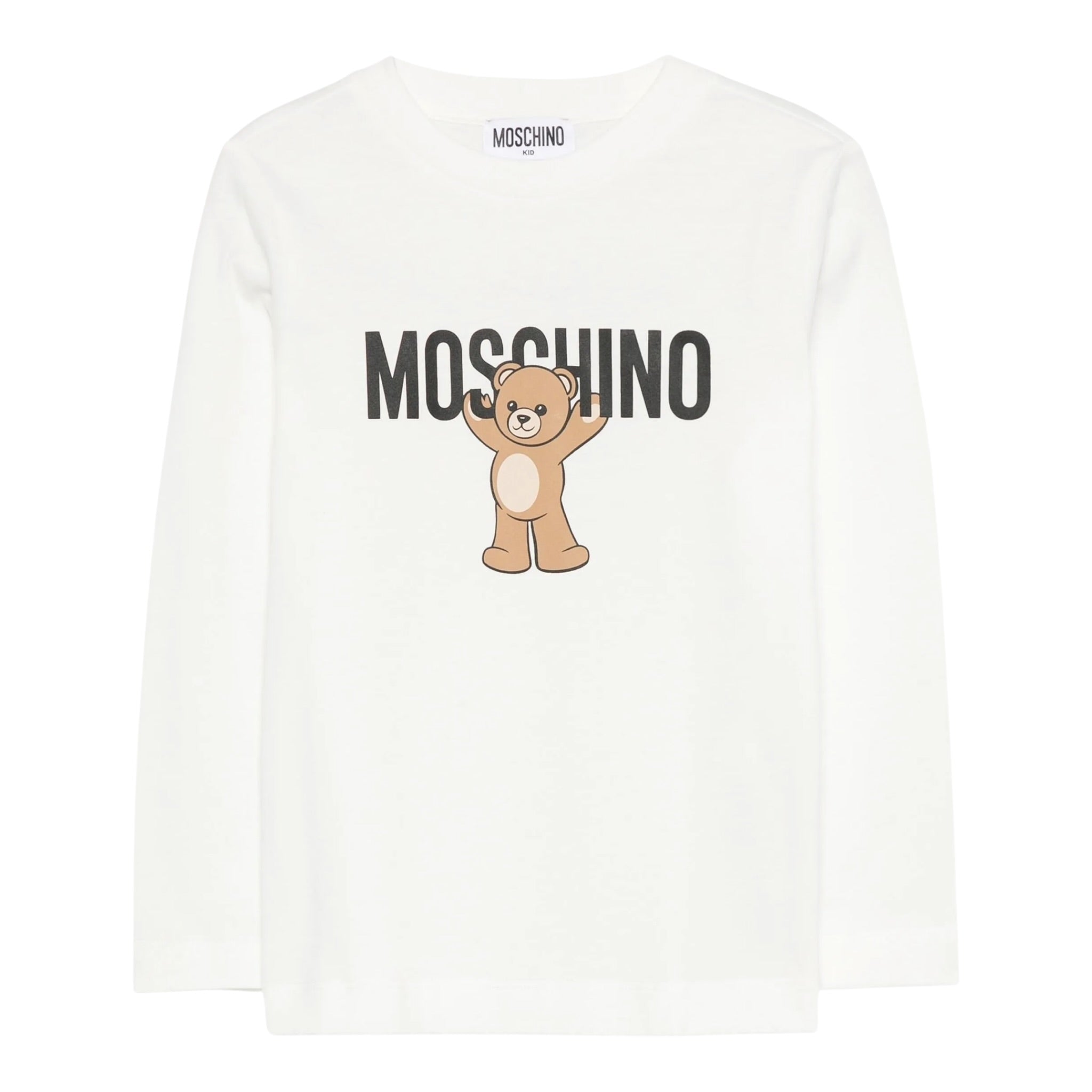 Moschino Felpa Chiusa Girocollo tinta unita con Logo Panna per Neonato HPF08VN PANNA MOSCHINO 