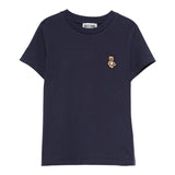 Moschino T-Shirt Girocollo tinta unita con Logo Blu per Bambino HRM058 BLU MOSCHINO 
