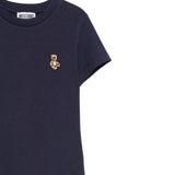 Moschino T-Shirt Girocollo tinta unita con Logo Blu per Bambino HRM058 BLU MOSCHINO 