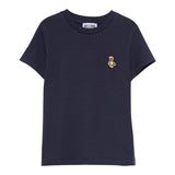 Moschino T-Shirt Girocollo tinta unita con Logo Blu per Bambino HRM058X BLU MOSCHINO 