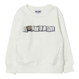 Moschino Felpa Chiusa Girocollo tinta unita con Logo Panna per Bambino HUF09H PANNA MOSCHINO 