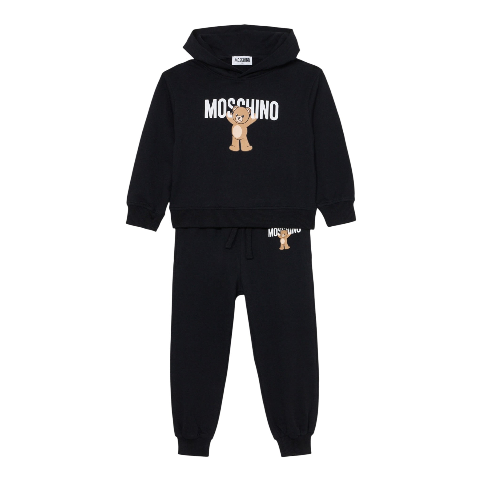 Moschino Completo 2 Pezzi Felpa-Pantalone tinta unita Nero per Bambino HUK04A NERO MOSCHINO 