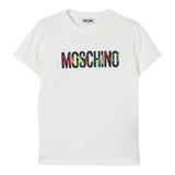 Moschino T-Shirt Girocollo tinta unita con Stampa Bianco per Bambino HUM05I BIANCO MOSCHINO 